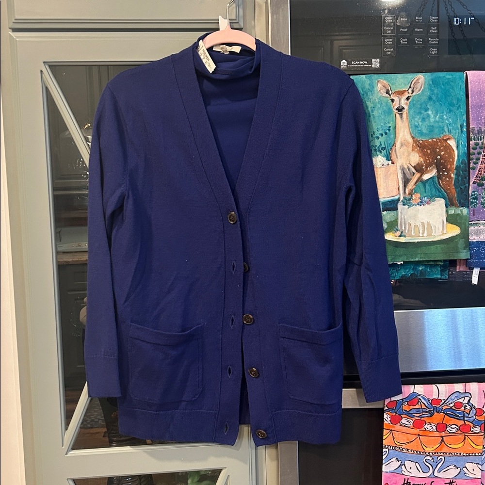 Madewell Merino Wool Purple Cardigan and Cotton Modal Top Set NWT XS